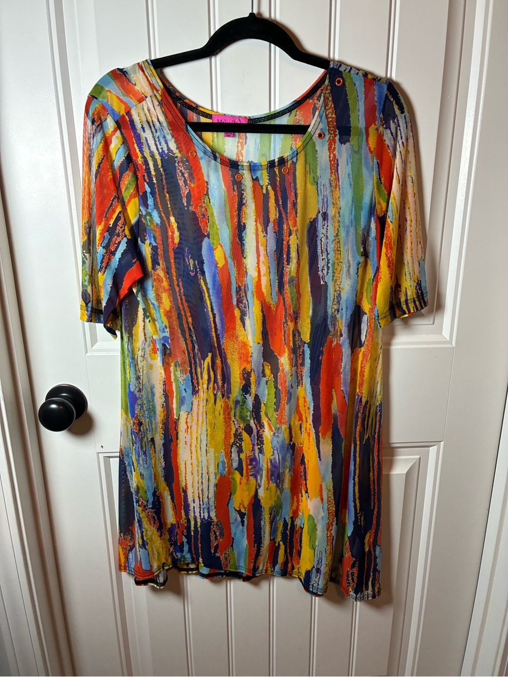 Abstract Multicolor Brushstroke Mini Dress - Bold Color Splash